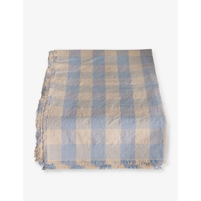 Soho Home Blue And White Arzon Check Woven Tablecloth