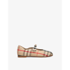 BURBERRY SETH CHECK-PATTERN LEATHER COURTS 5-8 YEARS