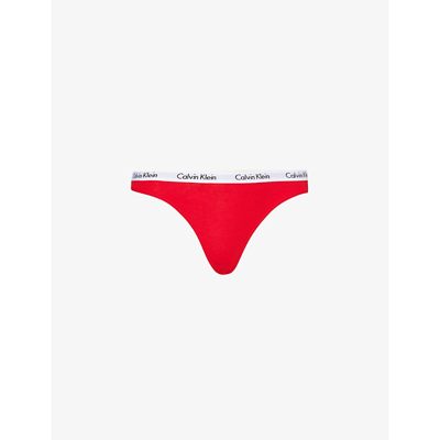 Calvin Klein Womens Rouge Carousel Mid-rise Stretch-cotton Thong