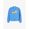 Frame Womens Washed Bright Blue Vintage Graphic-print Cotton-blend Sweatshirt In Washed Bright Blue