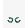 Jennifer Gibson Jewellery Womens Silver Green Pre-loved Silver-toned Metal And Crystal Hoop Earrings In Silver Green