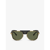 Persol Womens Gold Po1013sz Rectangle-frame Metal Sunglasses In Gold