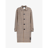 MARNI MARNI WOMEN'S CORNFLOWER SINGLE-BREASTED CHECKED RELAXED-FIT WOOL-BLEND COAT