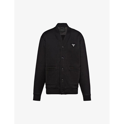 Prada Cotton Fleece Cardigan In Black