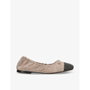 Brunello Cucinelli Suede Ballerinas With Iconic Jewel Application In Brown/oth