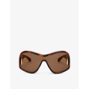 Loewe Anagram Mirrored Acetate Shield Sunglasses In Dark Havana