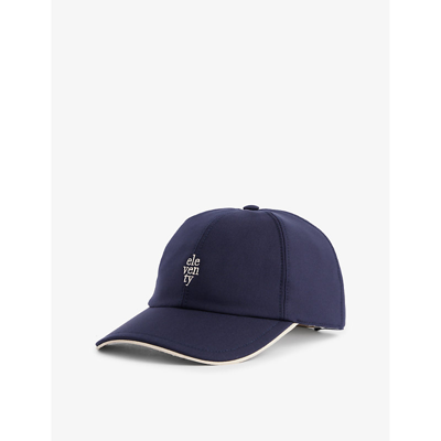 Eleventy Mens Navy And Sand Brand-embroidered Wool-blend Cap