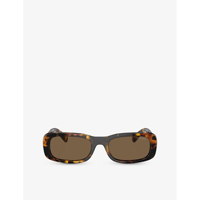 Miu Miu Womens Brown Mu 08zs Rectangle-frame Acetate Sunglasses