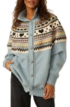 FREE PEOPLE EMILY FAIR ISLE FRONT BUTTON SWEATER