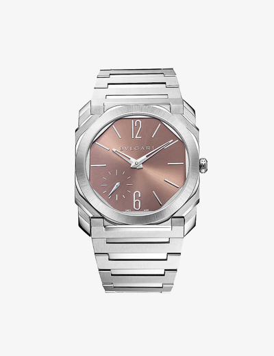 Bvlgari Silver Re00033 Octo Finissimo Stainless-steel Automatic Watch In Metallic