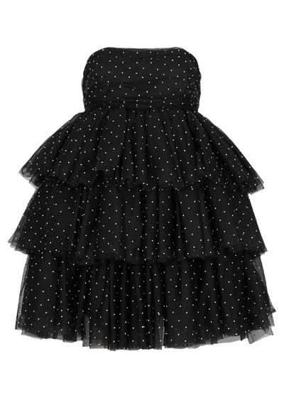 Rotate Birger Christensen Crystal-embellished Tulle Mini Dress In Black