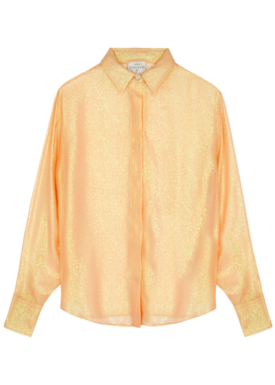 Forte Forte Forte_forte Metallic-jacquard Silk-chiffon Shirt In Yellow