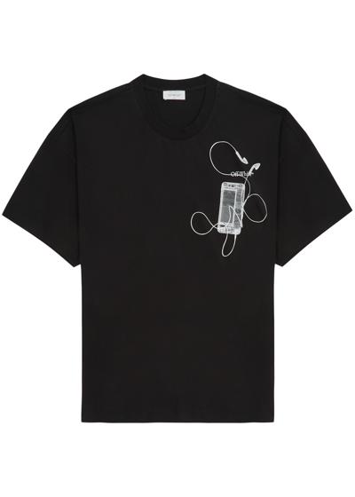 Off-white Scan Arrows Printed Cotton T-shirt In Black Grey