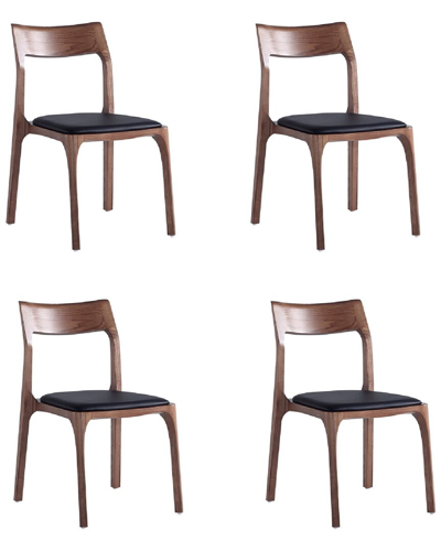 Manhattan Comfort Set Of 4 Moderno Dining Chairs In Brown
