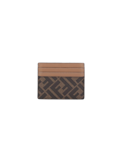 Fendi 'diagonal' Card Holder In Brown