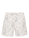 Brunello Cucinelli Paisley-print Swim Shorts In Beige
