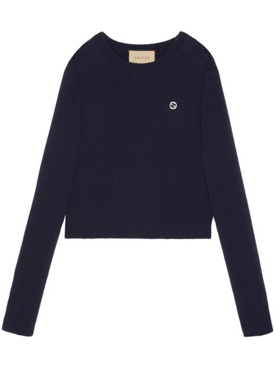 Gucci Knit Crew-neck Sweater In Blue