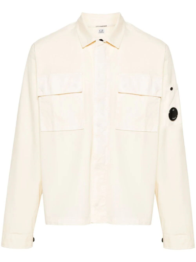 C.p. Company Oxford Shirt With Front Pockets And Long Sleeves In Yellow