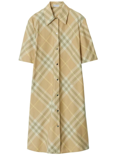 Burberry Midi Shirt Dress In Beige