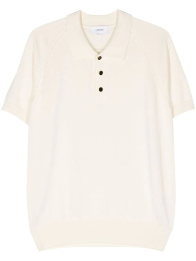 Lardini Fine-knit Polo Shirt In Cream