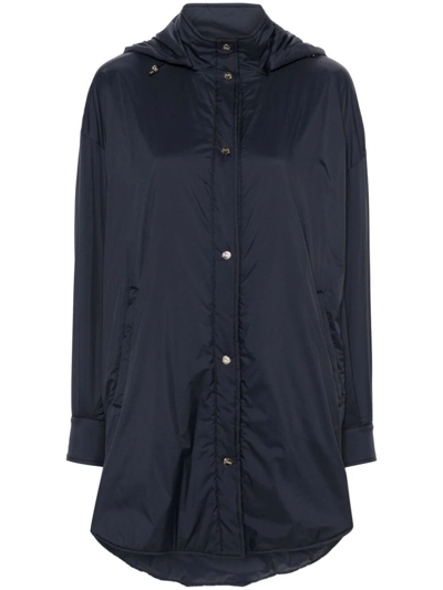 Herno Hooded Lightweight Parka Coat In Blue