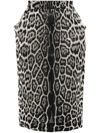 Saint Laurent Leopard-print Silk Skirt In Black  