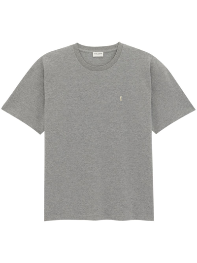 Saint Laurent Cassandre Crewneck T-shirt In Yellow