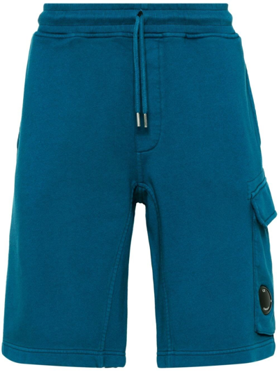 C.p. Company `diagonal Fleece` Cargo Shorts In Blue