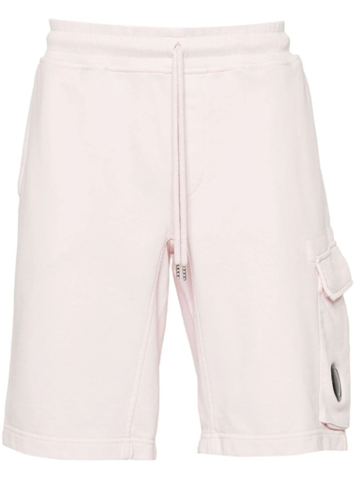 C.p. Company Diagonal Fleece Cargo Shorts In Heavenly_pink