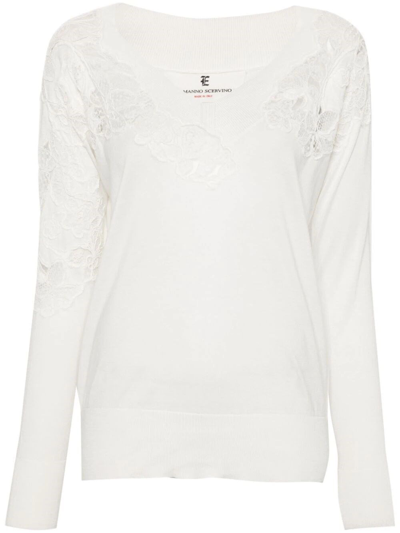 Ermanno Scervino V-neck Sweater In White