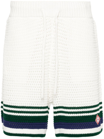 Casablanca Crochet Effect Tennis Shorts In White
