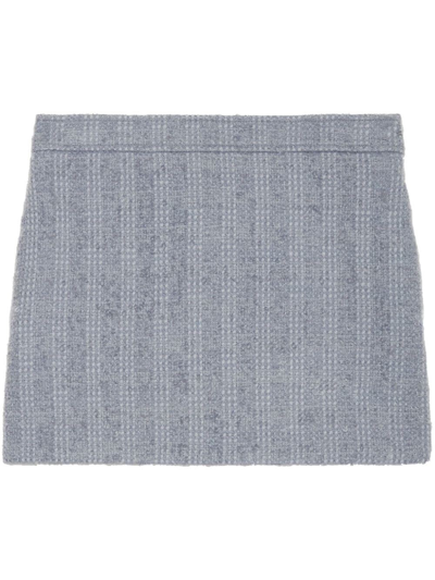 Gucci Mid-rise Tweed Miniskirt In Clear Blue