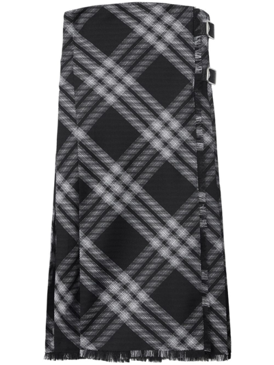 Burberry Strapless Leather-trimmed Checked Wool Mini Dress In Black