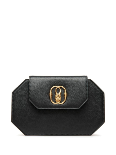 Bally Emblem Octogone Leather Mini Bag In Black  