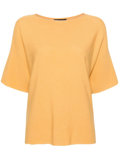 Fabiana Filippi Beaded-trim Short-sleeve Jumper In Orange