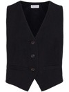 Brunello Cucinelli Linen-blend Tailored Waistcoat In Black  