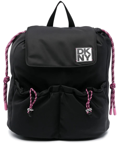 Dkny Logo-appliqué Backpack In Black