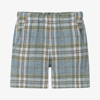 IL GUFO BOYS BLUE CHECK LINEN SHORTS