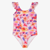 IL GUFO GIRLS PINK WATERCOLOUR FLORAL SWIMSUIT