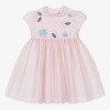 Il Gufo Baby Girls Pink Floral Tulle Dress In Pink
