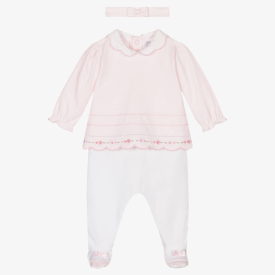 Emile Et Rose Girls Pink Cotton Babysuit Set