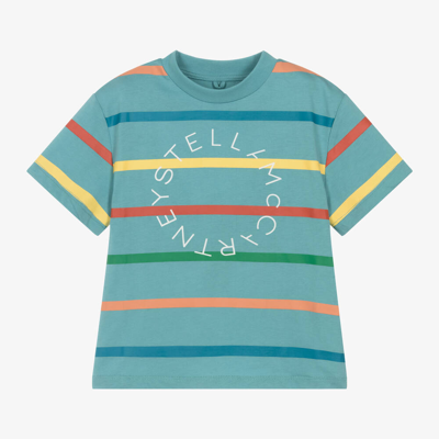 Stella Mccartney Kids' Logo-print Striped T-shirt In Multicoloured