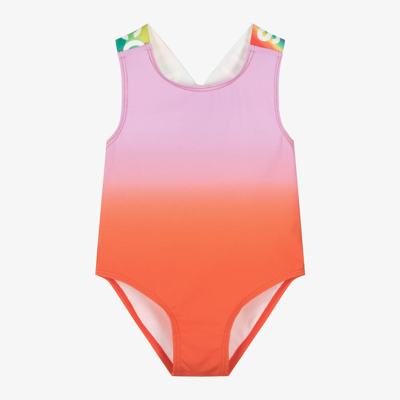 Stella Mccartney Kids' Rainbow-print Gradient Swimsuit In Red Multicolor