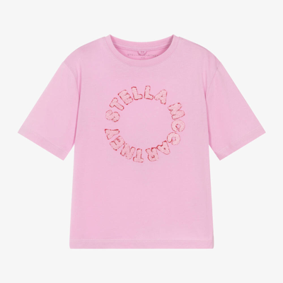 Stella Mccartney Kids Girls Pink Cotton & Bouclé T-shirt