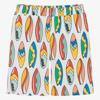 STELLA MCCARTNEY STELLA MCCARTNEY KIDS TEEN BOYS WHITE SURFBOARD PRINT COTTON SHORTS