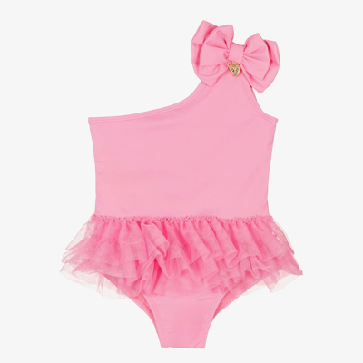Angel's Face Kids' Girls Pink One Shoulder Swimsuit (upf50+)