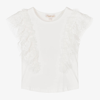 ANGEL'S FACE GIRLS WHITE LACE & TULLE SLEEVE T-SHIRT