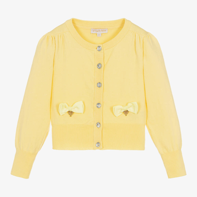 Angel's Face Kids' Girls Yellow Cotton Bow Cardigan