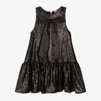 The Tiny Universe Kids' Girls Black Sequin Bow Dress
