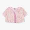 THE TINY UNIVERSE GIRLS PINK FLUFFY FAUX FEATHER CARDIGAN